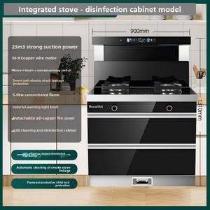 Ventes directes usine : Ensemble cuisinière et hotte aspirante intégrée à aspiration latérale, double cuisinière à gaz, pour usage domestique - Product Image 3