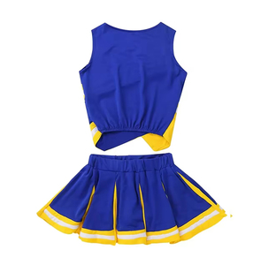 Conjunto de Dos Piezas para Animadora, Top sin Mangas con Cuello Redondo y Falda Plisada, Uniforme Deportivo con Bloques de Color, Primavera Verano - Product Image 2