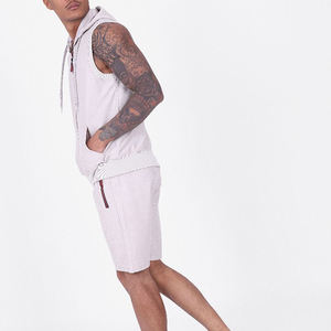 Logotipo personalizado de alta calidad de algodón de felpa francesa logotipo al por mayor personalizado Casual Sport Fashion Mens Zip up Sudadera con capucha y conjunto corto - Product Image 2