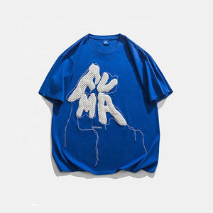 เสื้อยืดสีทึบลายปักผ้ากำมะหยี่แบบมืออาชีพโลโก้ออกแบบได้ตามต้องการใส่สบายคุณภาพสูง - Product Image 1