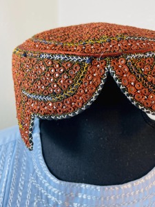 <b>Mens</b> Afghani Classic Traditional Cap Handmade Ethnic Pashtun Cultural Embroidered Islamic Formal Lace Headwear All-Season - Product Image 2