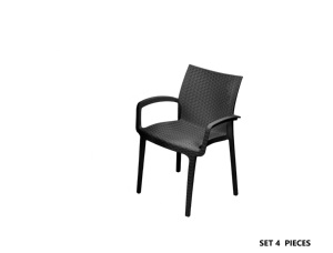 Ensemble de 4 chaises de jardin modernes en polypropylène 58x52x81cm, empilables, pour repas en extérieur, d'Italie - Product Image 2