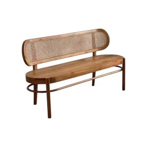 Banc en bois de teck avec rotin en couleur teck teinté naturel - Product Image 1