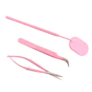 ชุดแหนบต่อขนตาสแตนเลสญี่ปุ่น Diamond Grip พร้อมกระจกและกรรไกร  รับทำโลโก้  แบบโค้งเล็กน้อย  รับผลิตแบรนด์ส่วนตัว - Product Image 1