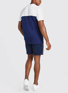 Ensemble 2 pièces chemises et Shorts à manches courtes en velours côtelé pour homme, tenue d'été 100% coton, blocs de couleurs - Product Image 2