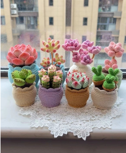 Fleur Artificielle Tricotée à la Main Tulipes Plantes en Pot <span class=keywords><strong>Amigurumi</strong></span> Fleurs Bouquet Artisanat Fait à la Main Jamais Flétrissement Fleur Éternelle - Product Image 1