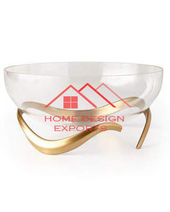 ชามแก้วพร้อมกรอบโลหะสีทอง ชามใส่ผลไม้ ดีไซน์หรูหรา ของตกแต่งบนโต๊ะ ชามใส่ผลไม้ - Product Image 3