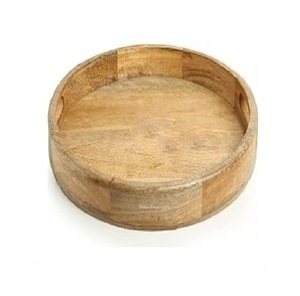 Plateau de service en bois de forme ronde profonde fantaisie à la maison plateau de service de nourriture d'hôtel en bois de manguier plateau de service en bois de petite taille - Product Image 1