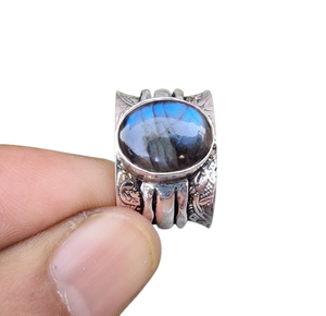 925 piedra sólida regalo de boda joyería de la mejor calidad anillo de promesa 925 plata esterlina hecha a mano piedra preciosa labradorita anillo giratorio - Product Image 1