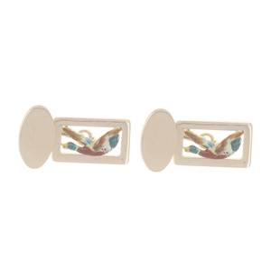 Boutons de manchette émail vintage canard volant pour hommes bijoux de mode véritable or jaune 18 carats oiseaux aquatiques bijoux botten - Product Image 1