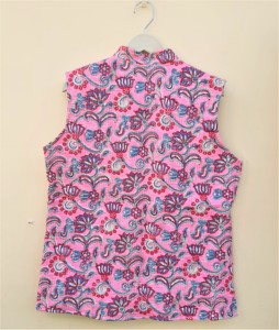 Nouvelle arrivée de veste en coton imprimé bloc à la main pour femmes Multi Floral réversible hiver formel gilet Logo dos à la mode Design fait main - Product Image 6