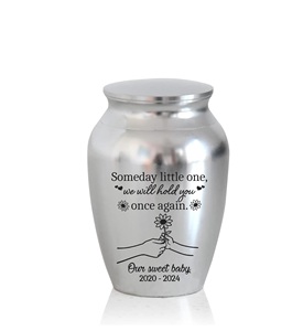 Urne commémorative gravée de souvenir décorative en acier inoxydable personnalisée pour la perte d'enfants d'urnes en argent de taille personnalisée - Product Image 1