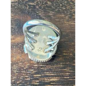 Navajo-Made <b>Boho</b> Style <b>Ring</b> with Australian Gaspeite & Sterling <b>Silver</b> Size 8.75 Cut Turquoise & Opal for Everyday Wear - Product Image 5