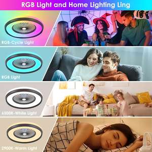 Ventilador de Techo LED de 5 Aspas con Motor de CC, Control Remoto, Diseño Elegante de 23 Pulgadas, Iluminación RGB para Fiestas, Montaje Empotrado con Luz LED - Product Image 4