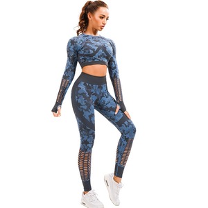 Ensemble de fitness pour femmes : soutien-gorge de sport, leggings, ensemble de yoga, tenue de sport antichoc, vêtements de sport tendance, nylon/coton, écologique - Product Image 1