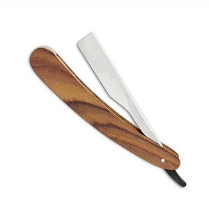 Maquinilla de afeitar de barbero de acero al carbono con mango de madera antideslizante para cara, cuerpo y bikini - Product Image 1