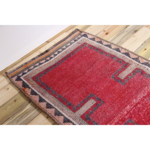 Alfombra Vintage, Alfombra de Pasillo de 3.2x11 pies, Alfombra Geométrica Rosa Herki - Product Image 5