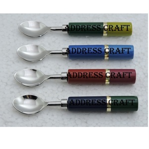 Ensembles de cuillères à dîner à manche en résine marbrée en acier inoxydable, meilleures ventes, ustensiles de cuisine pour la maison pour les mariages et le service des aliments - Product Image 2