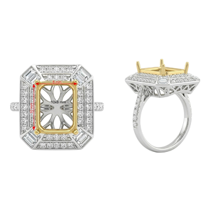 Bague vintage Art Déco antique en or blanc et jaune massif 18 carats pour femme, avec diamant naturel taille brillant semi-sertie de 0,88 carat, clarté G - Product Image 5