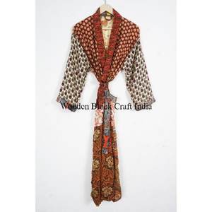 Vintage Floral Silk Kimono <b>Robe</b> <b>Women's</b> Summer Breathable Quick <b>Dry</b> Maxi Gown Sleepwear Gift - Product Image 6