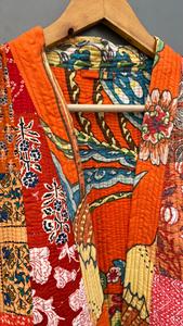 Multicolor Silk Patchwork Handmade Kantha <b>Jacket</b> Unique Kantha Robe for Winter Indian Patchwork <b>Kimono</b> <b>Jacket</b> at Factory Price - Product Image 4