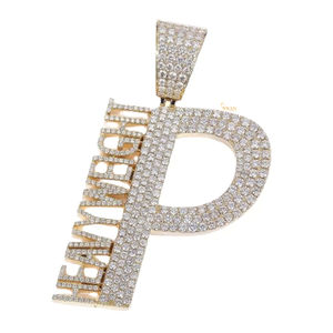 Colgante de hip hop de peso pesado con letra P, busto completo en plata 925 con diamantes de moissanita de corte brillante redondo - Product Image 4
