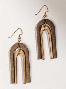 Indian Wood Crafted Ornaments Water Drop Loop Shape Earring Vintage Hollowed Wood Dangle Earrings for Woman at Best Low Rates - Product Image 3
