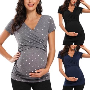 Chemisier de <span class=keywords><strong>grossesse</strong></span> à manches courtes pour femme, tunique de <span class=keywords><strong>grossesse</strong></span> décontractée - Product Image 2