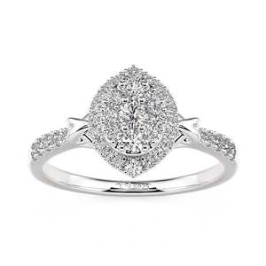 Bague de fiançailles Jeulia Vintage Love Arrow Double Halo en or blanc plaqué or 18 carats - Product Image 1