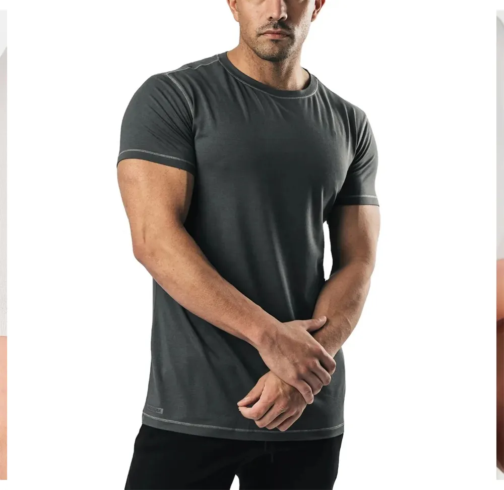 Alta qualità per il corpo da uomo Slim fit camicia muscolatura aderente da palestra T-shirt 95% cotone 5% Spandex made in Pakistan