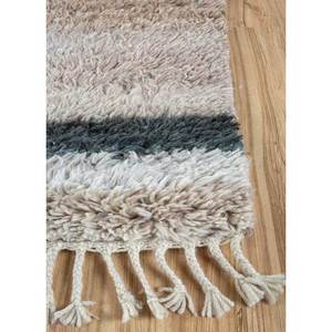 Zuri Beige & <b>Brown</b> Hand Knotted <b>Wool</b> Rugs AKWL-1249 Afghan Geometric & Puzzle Pattern for Home Entryway 9x12 Rectangle for Teens - Product Image 4