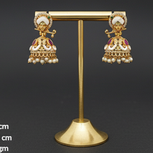 Exquisitos pendientes de templo de oro mate para mujer, joyería india tradicional, ideal para bodas, festivales y fiestas - Product Image 1