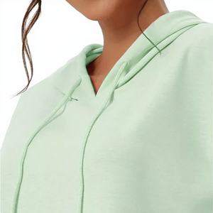 Vente chaude 100% coton femmes coupe ajustée haut court veste survêtement d'hiver avec col à capuche avant Logo Position de haute qualité - Product Image 3