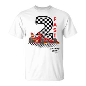 Camiseta Blanca de Carreras para Niño de 2 Años, Camiseta Promocional Two Fast para Niños - Product Image 1