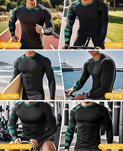 Rash GUARD เสื้อว่ายน้ำสำหรับผู้ชาย, เสื้อรัดรูปแขนยาว UPF 50 + หนัง baselayer สำหรับ Jitsu BJJ - Product Image 5