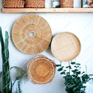 Boho <b>Wall</b> Hanging Grass Baskets <b>Plate</b> Happy Halloween Art Bamboo Woven Basket Decor <b>Plates</b> Creative Decporative Seagrass Basket - Product Image 2