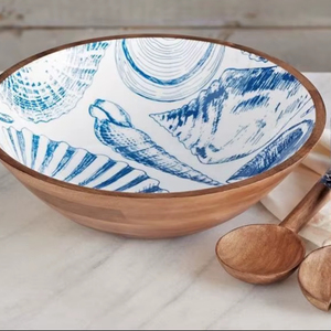 Bol à salade en bois d'acacia écologique poli, style américain, cadeau d'affaires - Product Image 1
