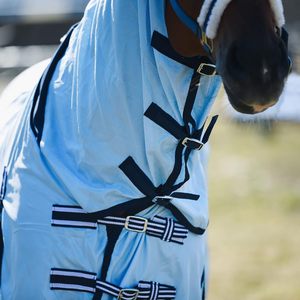 Grosir kuda berkuda berkuda tahan lama Mesh Combo lembar terbang dengan terpasang penutup leher perlindungan UV-biru terang-78 inci - Product Image 4