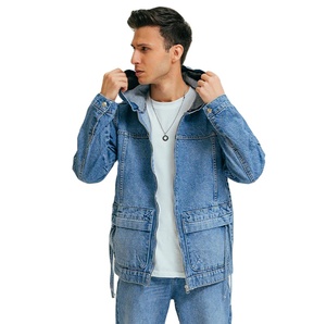 Wholesale Custom Men's Denim Jacket Breathable Vintage Plain Design for Spring High Street Style Solid Pattern Washed Techniques - Product Image 5