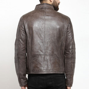 High Quality Men's <b>Sheep</b> <b>Skin</b> <b>Jacket</b> High Street Style Zipper Closure Breathable Stand Collar Full Sleeves Front Design - Product Image 3