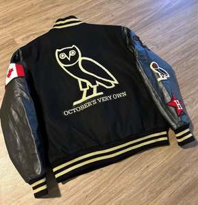 Veste universitaire de l'équipe américaine à la mode pour hommes OEM respirant chenille broderie contraste manches en cuir hiver lettre de la rue haute - Product Image 4