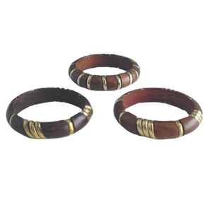 Sheesham-brazaletes de madera Natural con anillo Circular de latón para mujer, brazaletes hechos a mano - Product Image 1