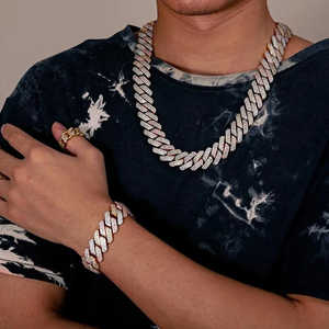 Iced Out Moissanite 14K oro blanco Hip Hop collar hombres moda cadena regalo de cumpleaños - Product Image 4