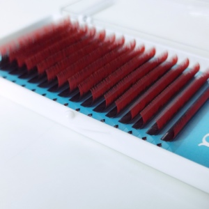 Maquillaje de fiesta de Halloween de alta calidad Extensiones de pestañas Ombre 0,15mm de espesor Pestañas naturales 0,10 Mix 8-15 Ombre Red Vietnam - Product Image 3