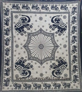 Tapisserie BADAL FOUR ELPEHANT PRINT, impression numérique, décoration murale, sur mesure, vente en gros, drap de lit en coton GC-TPDB-172. - Product Image 1