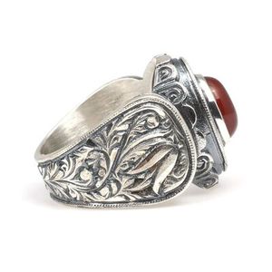 Bague pour homme en argent sterling 925, pierre d'agate ovale naturelle, motif géométrique, plaqué rhodium, certifiée IGI, idéale pour un usage quotidien - Product Image 4