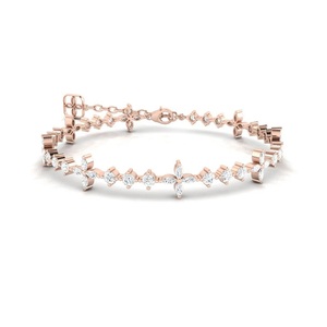 Bracelet en or rose 10 carats avec de petits diamants ronds cultivés en laboratoire au design moderne pour la mode féminine - Product Image 1