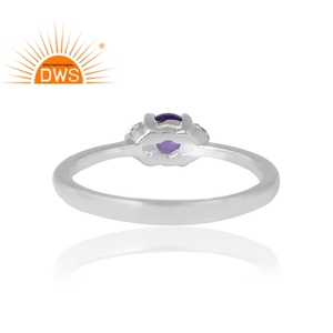 Bague en argent sterling faite à la main avec améthyste naturelle et topaze blanche Fabricant de bijoux design personnalisé - Product Image 2