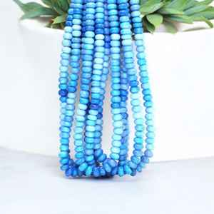 Belles perles de pierre de rondelle lisse d'opale de bonbon bleu 7mm et 10mm bijoux en vrac de brin de pierres précieuses faisant l'approvisionnement en vrac de l'Inde - Product Image 1