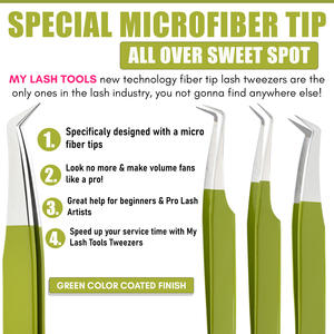 Custom Eyelash Extension Tweezer 90 Degree Fiber Tip Lashes Curved Shape Pointed Tip Individual Lashes Nonslip Grip <b>Tool</b> - Product Image 3
